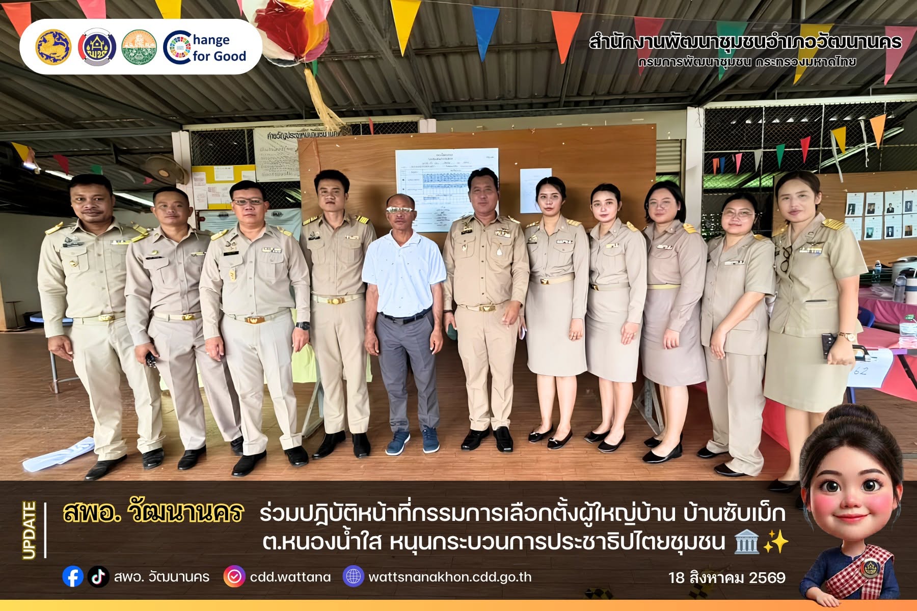 🗳️ สพอ.วัฒนานคร ร่วมปฏิบัติหน้าที่กรรมการเลือกตั้งผู้ใหญ่บ้าน บ้านซับเม็ก ต.หนองน้ำใส หนุนกระบวนการประชาธิปไตยชุมชน 🏛️✨ 