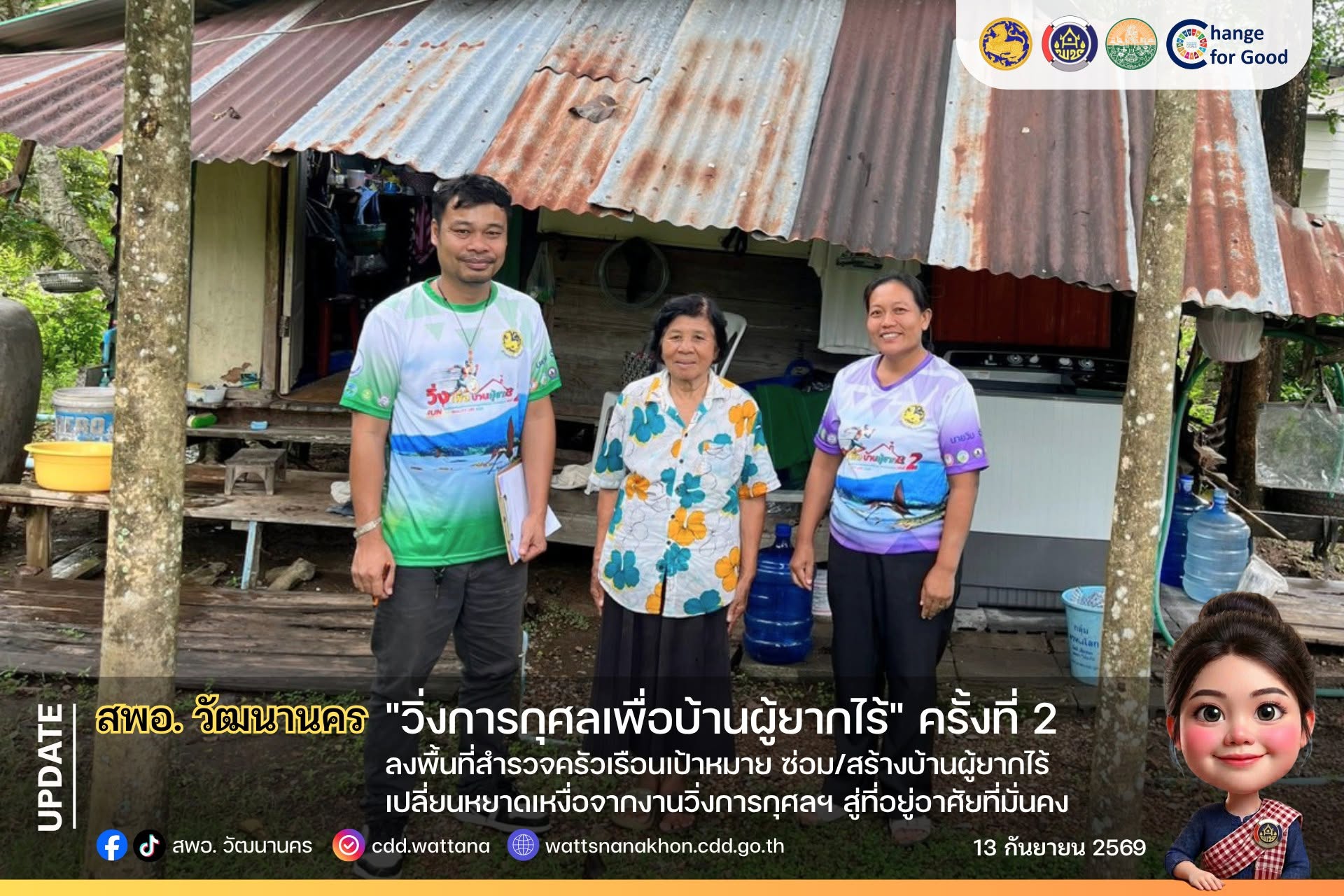 🌟 สพอ.วัฒนานคร ลงพื้นที่สำรวจครัวเรือนเป้าหมาย ซ่อม/สร้างบ้านผู้ยากไร้ เปลี่ยนหยาดเหงื่อจากงานวิ่งการกุศลฯ สู่ที่อยู่อาศัยที่มั่นคง 🏠✨ 