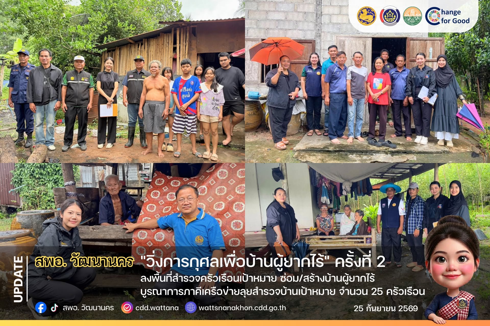 🏠  สพอ.วัฒนานคร ลงพื้นที่สำรวจครัวเรือนเป้าหมาย ซ่อม/สร้างบ้านผู้ยากไร้ บูรณาการภาคีเครือข่ายลุยสำรวจบ้านเป้าหมาย จำนวน 25 ครัวเรือน ✨
