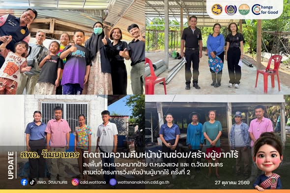 🏡 สพอ.วัฒนานคร ติดตามความคืบหน้าบ้านซ่อม/สร้างผู้ยากไร้ ลงพื้นที่ ต.หนองหมากฝ้าย ต.หนองแวง และ ต.วัฒนานคร สานต่อโครงการวิ่งเพื่อบ้านผู้ยากไร้ ครั้งที่ 2