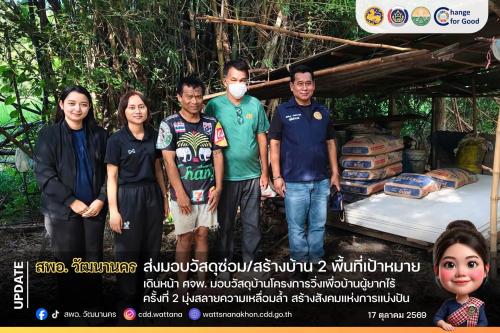 🛠️ สพอ.วัฒนานคร เดินหน้า ศจพ. มอบวัสดุซ่อมบ้านโครงการวิ่งเพื่อบ้านผู้ยากไร้ ครั้งที่ 2 มุ่งสลายความเหลื่อมล้ำ สร้างสังคมแห่งการแบ่งปัน ✨